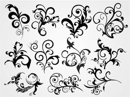 simsearch:400-05168100,k - vector illustration of silhouette tattoos Stock Photo - Budget Royalty-Free & Subscription, Code: 400-05133380