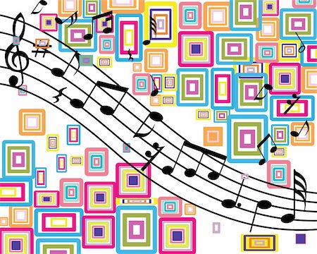 pattern music stave - Musical notes stuff vector background for use in design Stock Photo - Budget Royalty-Free & Subscription, Code: 400-05133748