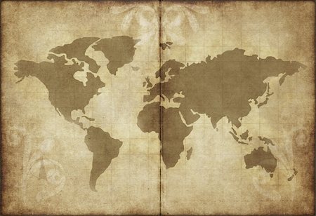 great image of old and worn parchment with world map Stock Photo - Budget Royalty-Free & Subscription, Code: 400-05144043