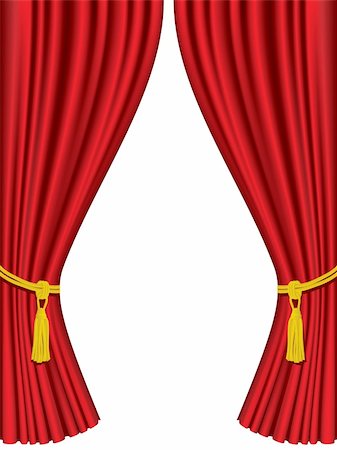 red and gold fabric for curtains - Theater curtains isolated on white background.  Please check my portfolio for more theater illustrations. Stock Photo - Budget Royalty-Free & Subscription, Code: 400-05144124