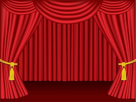 red and gold fabric for curtains - Theater curtains.  Grouped and layered for easy editing.  Please check my portfolio for more theater illustrations. Stock Photo - Budget Royalty-Free & Subscription, Code: 400-05144123