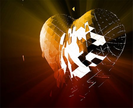 simsearch:400-06207242,k - Broken shattered heart lost love glowing abstract illustration Stock Photo - Budget Royalty-Free & Subscription, Code: 400-05144839