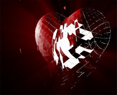 simsearch:400-06207242,k - Broken shattered heart lost love glowing abstract illustration Stock Photo - Budget Royalty-Free & Subscription, Code: 400-05144840