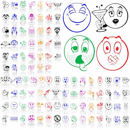 Set of smilies. Part 2. Isolated groups and layers. Global colors. Photographie de stock - Aubaine LD & Abonnement, Code: 400-05147365