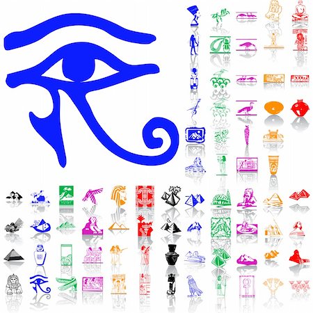 egyptian hieroglyphics - Ancient and Egypt. Part 1. Isolated groups and layers. Global colors. Stock Photo - Budget Royalty-Free & Subscription, Code: 400-05147362