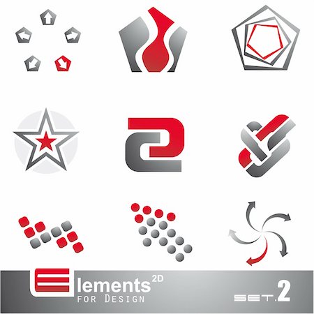 simsearch:400-04366521,k - Elements for Design - 9 Abstract 2D Pieces - Set 2 Stock Photo - Budget Royalty-Free & Subscription, Code: 400-05149284