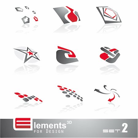 simsearch:400-04366521,k - Elements for Design - 9 Abstract 3D Pieces - Set 2 Stock Photo - Budget Royalty-Free & Subscription, Code: 400-05149286