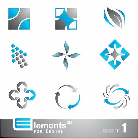 simsearch:400-04366521,k - Elements for Design - 9 Abstract 2D Pieces - Set 1 Stock Photo - Budget Royalty-Free & Subscription, Code: 400-05149281