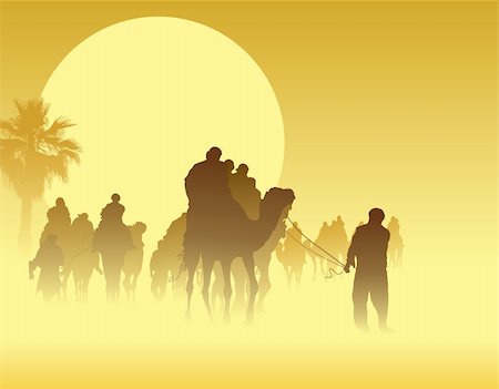 Camel caravan going through the sandstorm in the Sahara Desert Stock Photo - Budget Royalty-Free & Subscription, Code: 400-05149742