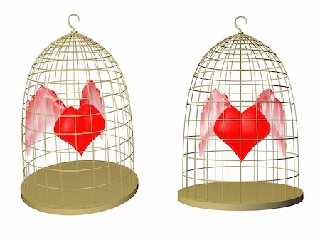 simsearch:400-06207242,k - red heart in birdcage. 3d Stock Photo - Budget Royalty-Free & Subscription, Code: 400-05149826