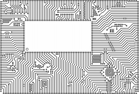 Hi-tech vector circuit board back - white blank frame Stock Photo - Budget Royalty-Free & Subscription, Code: 400-05140651