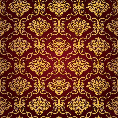 red and gold fabric for curtains - Seamless wallpaper Stock Photo - Budget Royalty-Free & Subscription, Code: 400-05140796