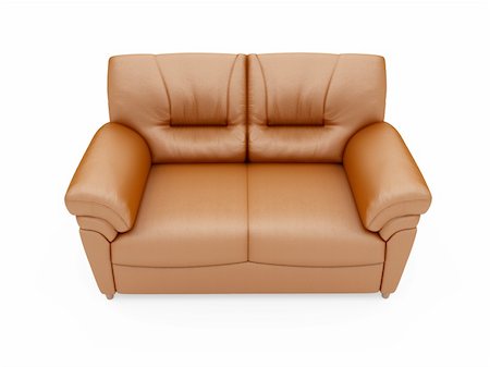 red pillows on leather couch - isolated brown sofa over white background Stock Photo - Budget Royalty-Free & Subscription, Code: 400-05141759