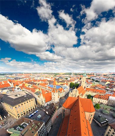 simsearch:400-07309915,k - The aerial view of Munich city center from the tower of the Peterskirche Stock Photo - Budget Royalty-Free & Subscription, Code: 400-05142353