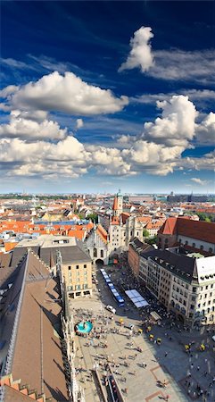 simsearch:400-07309915,k - The aerial view of Munich city center from the tower of the Peterskirche Stock Photo - Budget Royalty-Free & Subscription, Code: 400-05142508