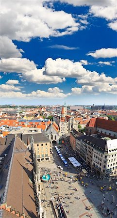 simsearch:400-07309915,k - The aerial view of Munich city center from the tower of the Peterskirche Stock Photo - Budget Royalty-Free & Subscription, Code: 400-05142509