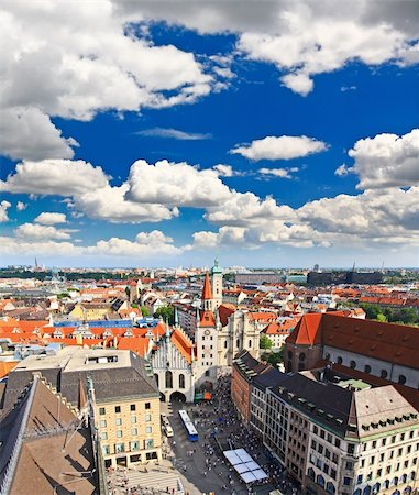 simsearch:400-07309915,k - The aerial view of Munich city center from the tower of the Peterskirche Stock Photo - Budget Royalty-Free & Subscription, Code: 400-05142515