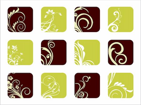 abstract set of natural floral design icons Stock Photo - Budget Royalty-Free & Subscription, Code: 400-05143090