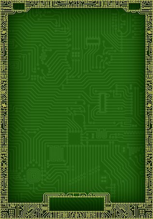 Hi-tech dark green abstract circuit board blank frame Stock Photo - Budget Royalty-Free & Subscription, Code: 400-05143593
