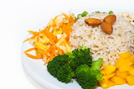 simsearch:400-07418409,k - Healthy Asian Vegetarian dishes, brown rice and vegetables. Stock Photo - Budget Royalty-Free & Subscription, Code: 400-05154240