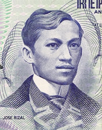 Jose Rizal  on 1 Piso 1969 Banknote from Philipines.  Philippines national hero for his action during the Spanish colonial era. Stock Photo - Budget Royalty-Free & Subscription, Code: 400-05154513
