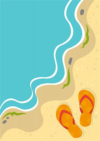 simsearch:700-00609180,k - Summer background with slippers on a beach. Vector illustration. Stock Photo - Budget Royalty-Free & Subscription, Code: 400-05154989