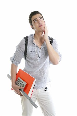 simsearch:400-04505681,k - Caucasian student worried with negative gesture isolated on white Stock Photo - Budget Royalty-Free & Subscription, Code: 400-05155972