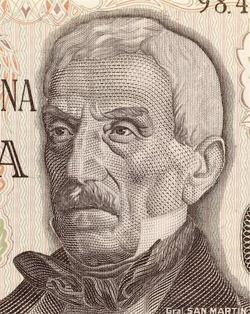Jose de San Martin on 50 Pesos 1976 Banknote from Argentina. General and prime leader of the south part of South America's successful struggle for independence against Spain. Stock Photo - Budget Royalty-Free & Subscription, Code: 400-05156207