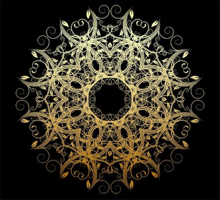 sun snowflake leaf symbol - Vector illustration of abstract golden floral and ornamental element Stock Photo - Budget Royalty-Free & Subscription, Code: 400-05156700