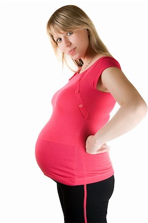 simsearch:400-04396054,k - Caucasian woman is 9 months pregnant isolated on white background Stock Photo - Budget Royalty-Free & Subscription, Code: 400-05158086