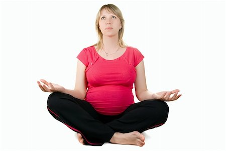 simsearch:400-04396054,k - meditation pregnant woman isolated on white background Stock Photo - Budget Royalty-Free & Subscription, Code: 400-05158088