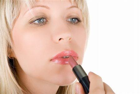 simsearch:400-04653285,k - portrait of lovely young woman with lipstick isolated on white Photographie de stock - Aubaine LD & Abonnement, Code: 400-05158131