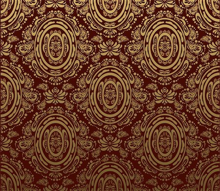 red and gold fabric for curtains - Vector red and gold decorative royal seamless floral ornament Stock Photo - Budget Royalty-Free & Subscription, Code: 400-05158148