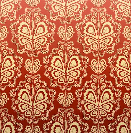 red and gold fabric for curtains - Vector red and gold decorative royal seamless floral ornament Stock Photo - Budget Royalty-Free & Subscription, Code: 400-05158165