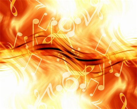 simsearch:400-05075451,k - soft music notes on a fire like background Stock Photo - Budget Royalty-Free & Subscription, Code: 400-05150495