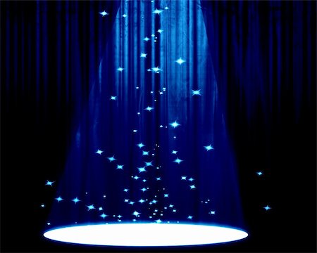 blue movie or theater curtain with bright spotlight on it Stock Photo - Budget Royalty-Free & Subscription, Code: 400-05150566