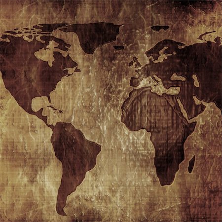 Old paper map of the world with stains on it Stock Photo - Budget Royalty-Free & Subscription, Code: 400-05150691
