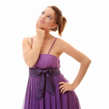 simsearch:400-05693792,k - Attractive dancer girl in violet classic dress, studio shot Stock Photo - Budget Royalty-Free & Subscription, Code: 400-05150962