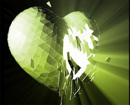 simsearch:400-06207242,k - Broken shattered heart lost love glowing abstract illustration Stock Photo - Budget Royalty-Free & Subscription, Code: 400-05151139