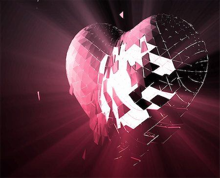 simsearch:400-06207242,k - Broken shattered heart lost love glowing abstract illustration Stock Photo - Budget Royalty-Free & Subscription, Code: 400-05151140