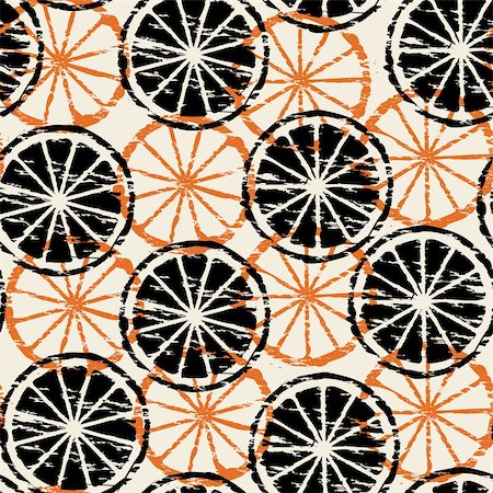 Grunge abstract citrus background. Seamless. Orange - black palette.Vector illustration. Photographie de stock - Aubaine LD & Abonnement, Code: 400-05151273