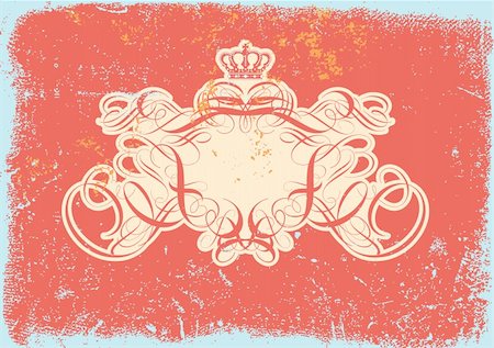 Vector illustration of Grunge background with heraldic titling frame, blank so you can add your own images Stock Photo - Budget Royalty-Free & Subscription, Code: 400-05151559