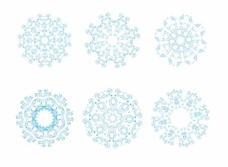 simsearch:400-05733692,k - Vector illustration of icon set of 6 different snowflakes. Set-2 Stock Photo - Budget Royalty-Free & Subscription, Code: 400-05152016