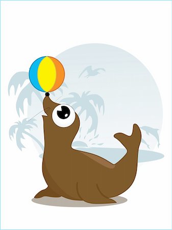 fish clip art to color - Cute little seal with ball, vector illustration. Stock Photo - Budget Royalty-Free & Subscription, Code: 400-05152516