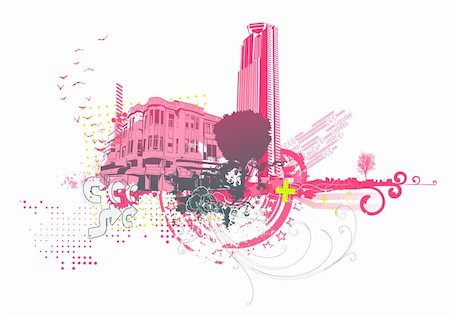Vector illustration of style urban background Stock Photo - Budget Royalty-Free & Subscription, Code: 400-05152855