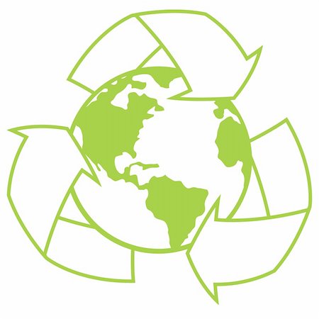 Vector illustration of planet Earth surrounded by a recycle symbol. Great icon for going green design. Stock Photo - Budget Royalty-Free & Subscription, Code: 400-05153332