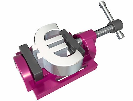 Isolated illustration of a euro symbol being squeezed in a vice Stock Photo - Budget Royalty-Free & Subscription, Code: 400-05166016