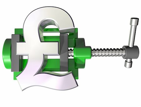 Isolated illustration of a pound symbol being squeezed in a vice Stock Photo - Budget Royalty-Free & Subscription, Code: 400-05166018