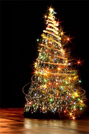 xmas tree (lights) on the black background Stock Photo - Budget Royalty-Free & Subscription, Code: 400-05166182