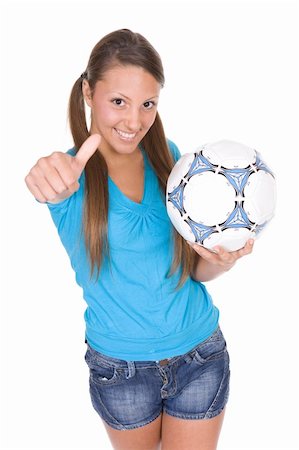 foot model - happy young woman with ball. over white background Photographie de stock - Aubaine LD & Abonnement, Code: 400-05166202